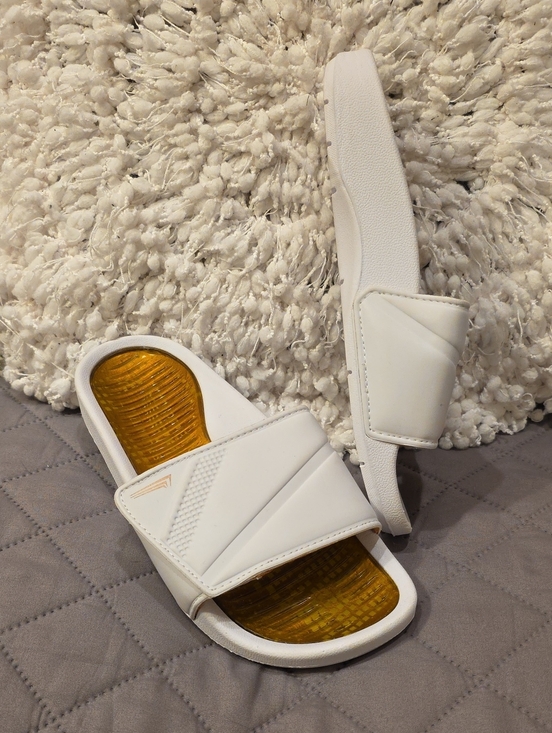 Copper slides Shoes - Copper Infused White Slide Sandals with Amber Footbed - Women